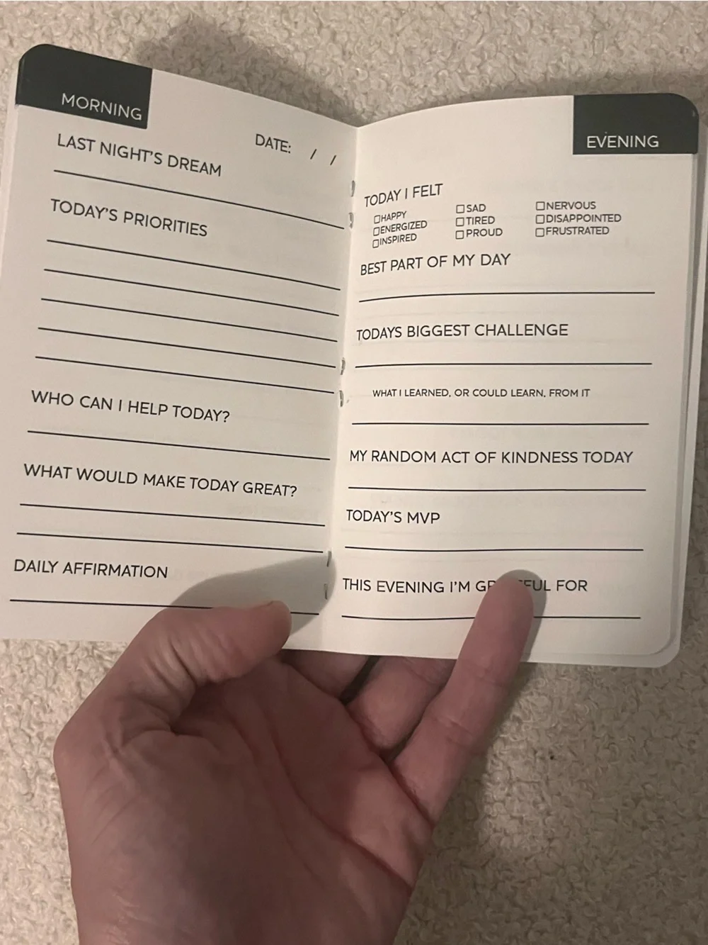 🎉handmade Mindfulness Logbook — pocket size, morning & evening reflections